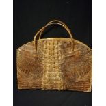 Victorian crocodile & leather holdall - 18" wide & 13" high