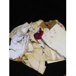 Vintage linen embroidered cloths etc