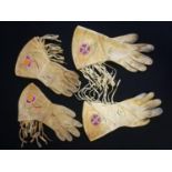 2 pairs of native North American Indian gloves with bead decoration