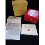 Vintage red omega box, outer box & pamphlet