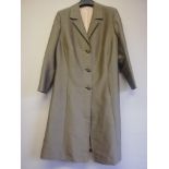 Ladies 1950's khaki silk coat ¾ sleeve