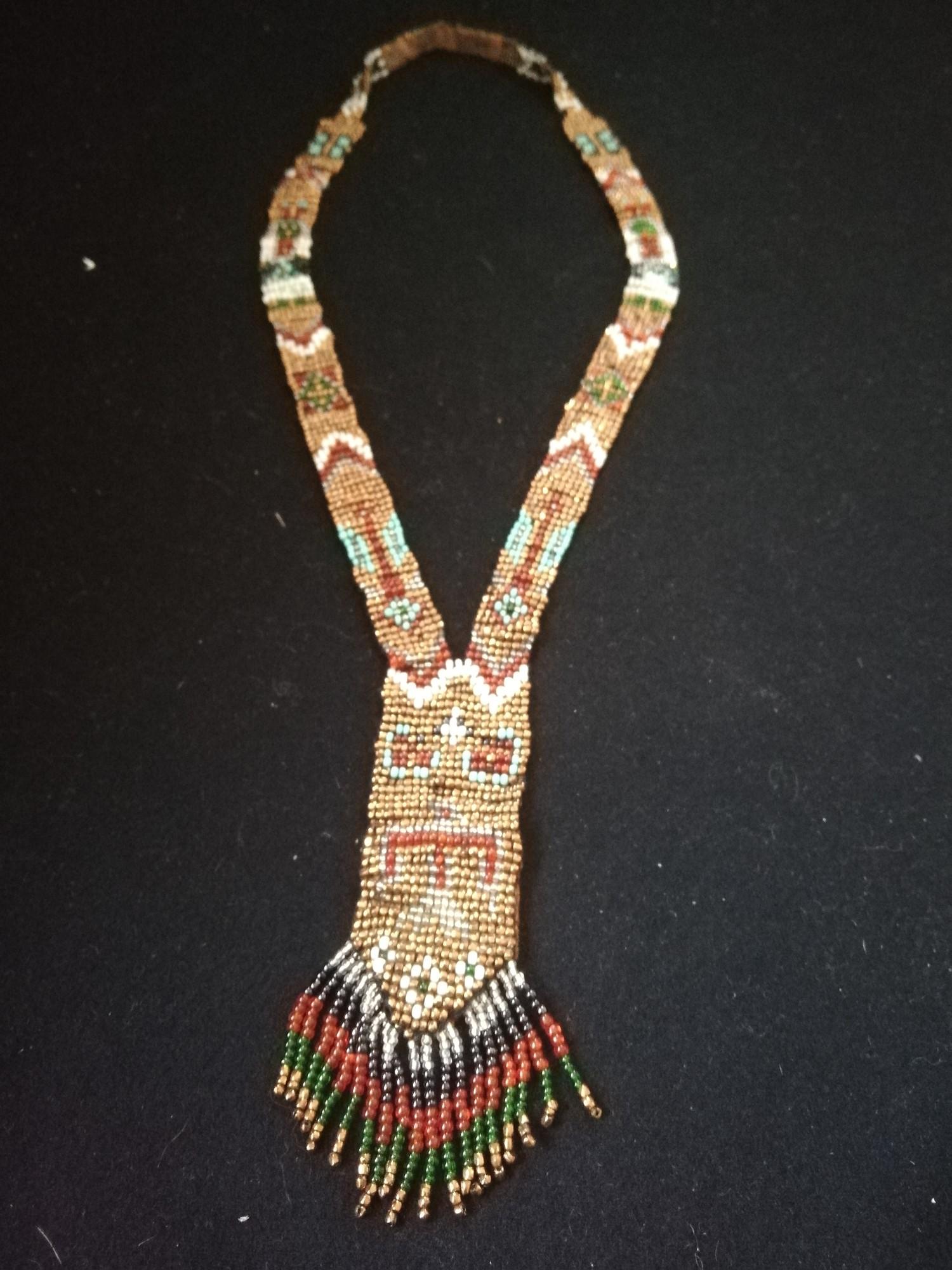 Beadwork necklace with velvet backings -length 17"