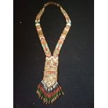 Beadwork necklace with velvet backings -length 17"