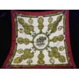 Hermes horse / equestrian scarf 'Cuivreries' by Françoise De La Perriere - 34" square