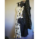 Vintage ladies black & white daisy fabric long dress t/w 2 other vintage floral dresses