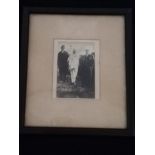 Framed photograph of Gandhi in england with 2 cotton mill industrialists