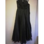 1950's strapless black silk boned long evening dress
