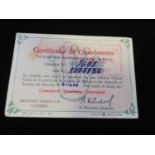 Rolex chronometer certificate dated 1974 in Spanish - Certificado de Cronómetro