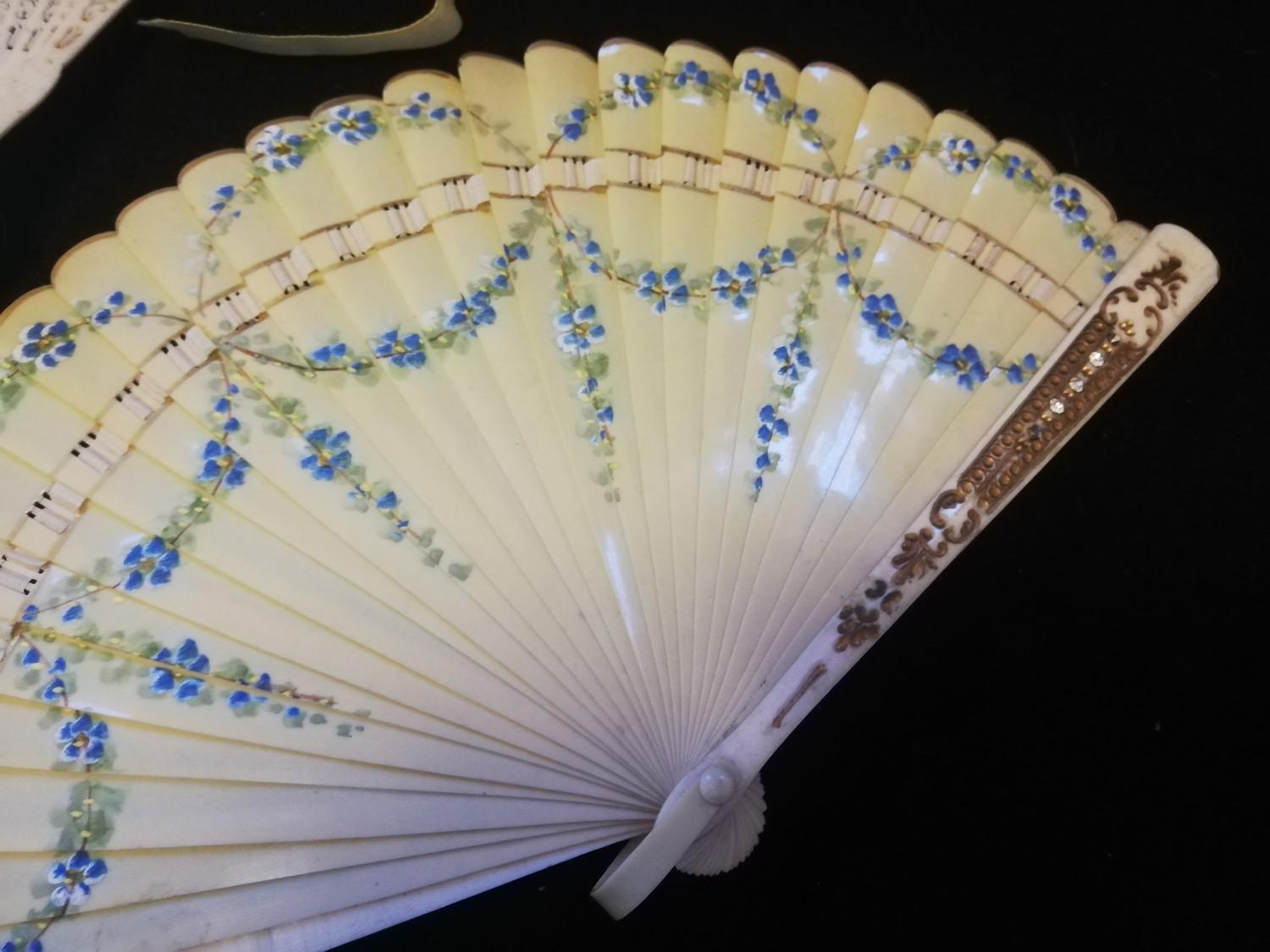 2 hand decorated fans - Image 3 of 3