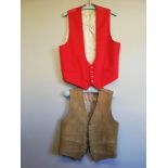 Red military waistcoat t/w men's suede waistcoat