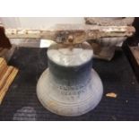 Bronze cast bell marked Llewellins & James Bristol 1870 -approx 40cm diameter & 36cm height