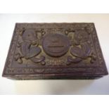 2/112th Infantry oriental carved wooden box -12" x 8" x 3¼" depth