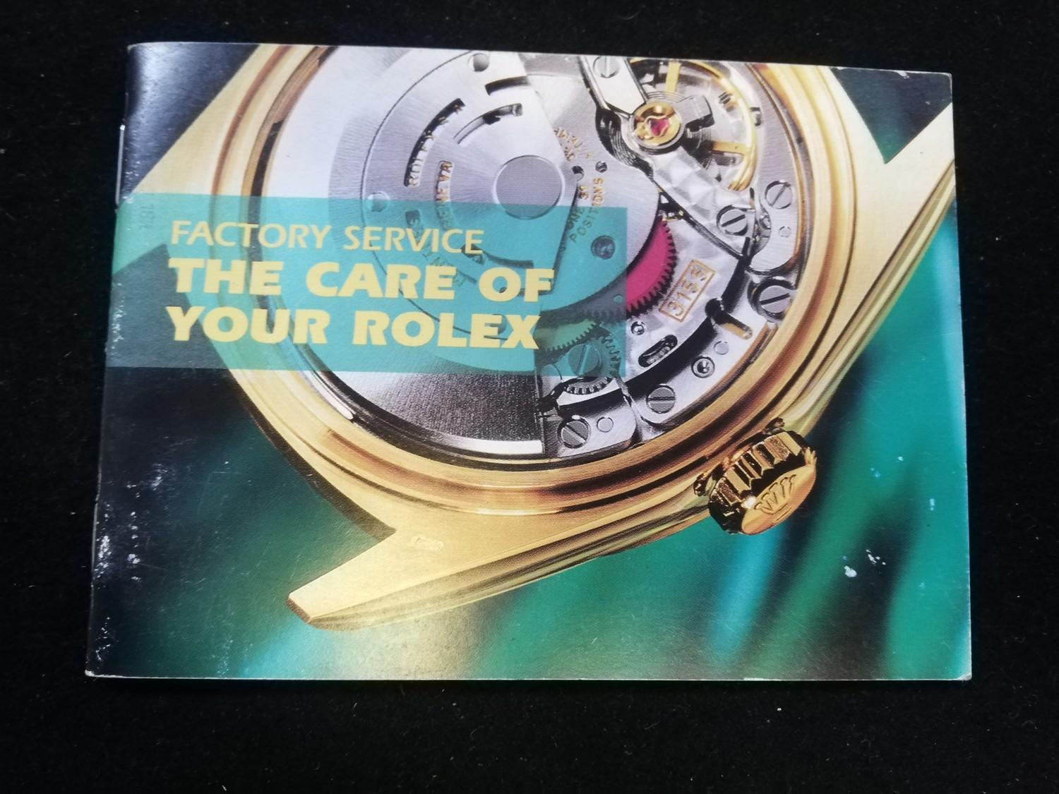 Rolex oyster factory service - the care of your rolex pamphlet