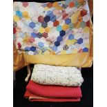 Patchwork quilt (51" x 39"), floral quilt (55" x 36") & Victorian Welsh quilt (80"x 65")