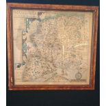 17th century (1607) framed map of (Hampshire) Hamshire - Olim pars belgarum by John Norden