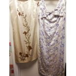 Cream silk lilac & silver embroidered fabric sleeveless evening dress t/w sleeveless dress