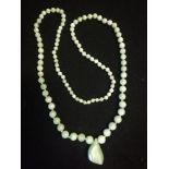 Green jade necklace in original retail box - Imrie & Lawrence, Lahore & Simla, India -length 28"