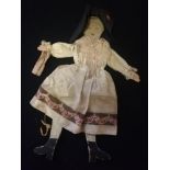 Antique wooden and cloth articulated doll