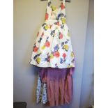 1950s sleeveless dress w/ rose fabric w/ stiff petticoat t/w 2 dresses