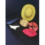 Green pith helmet t/w mortarboard and three other hats