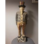 Floor standing figure of American interest - Uncle Sam original folk / naive painted cigar store