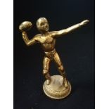 Car mascot of an american football player cast in brass -height 4½"