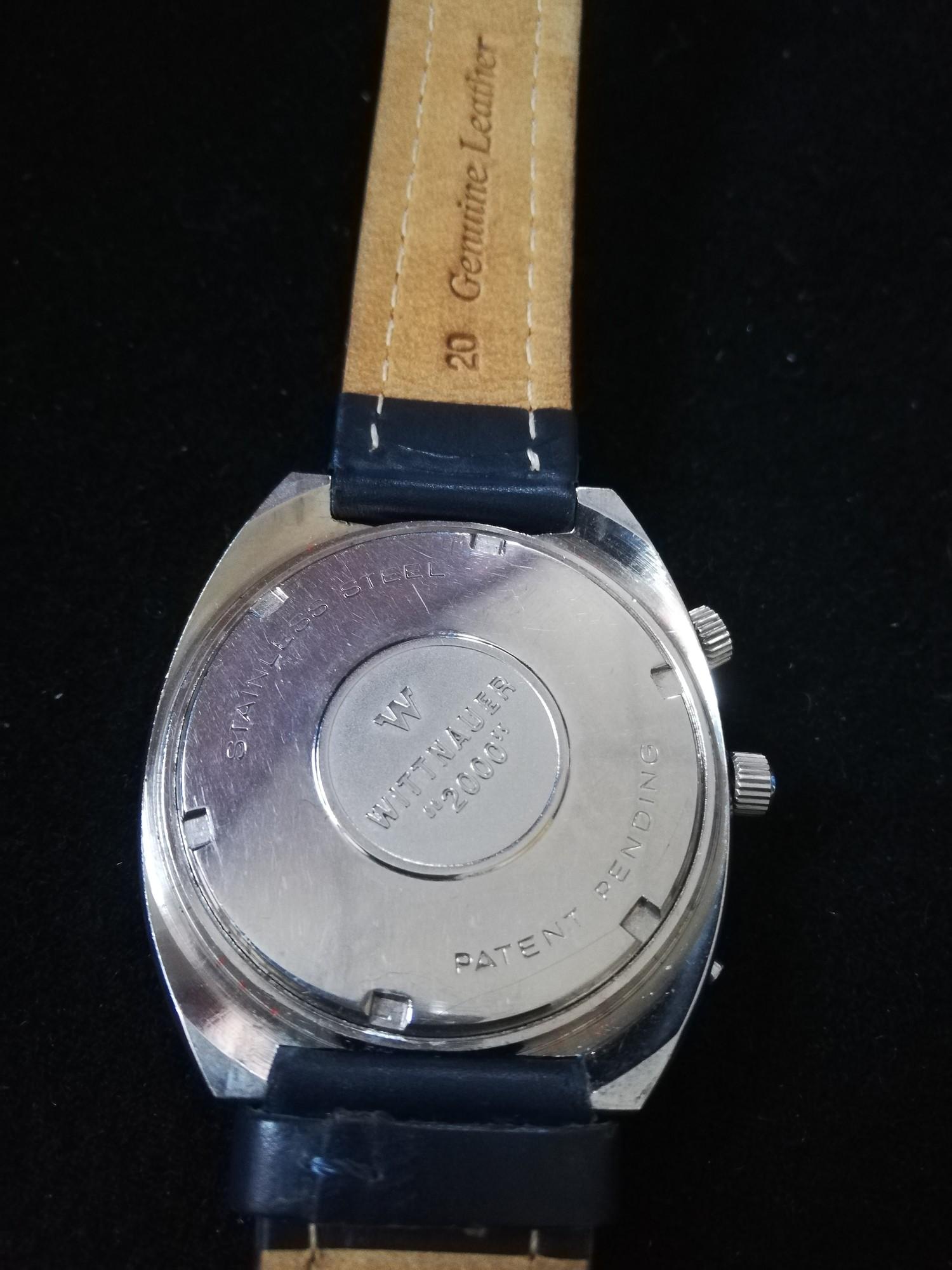 Wittnauer 2000 automatic perpetual calendar watch -stainless steel case & leather strap - Image 2 of 2