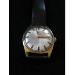 Omega automatic geneve wristwatch with gold plated case & stainless steel back