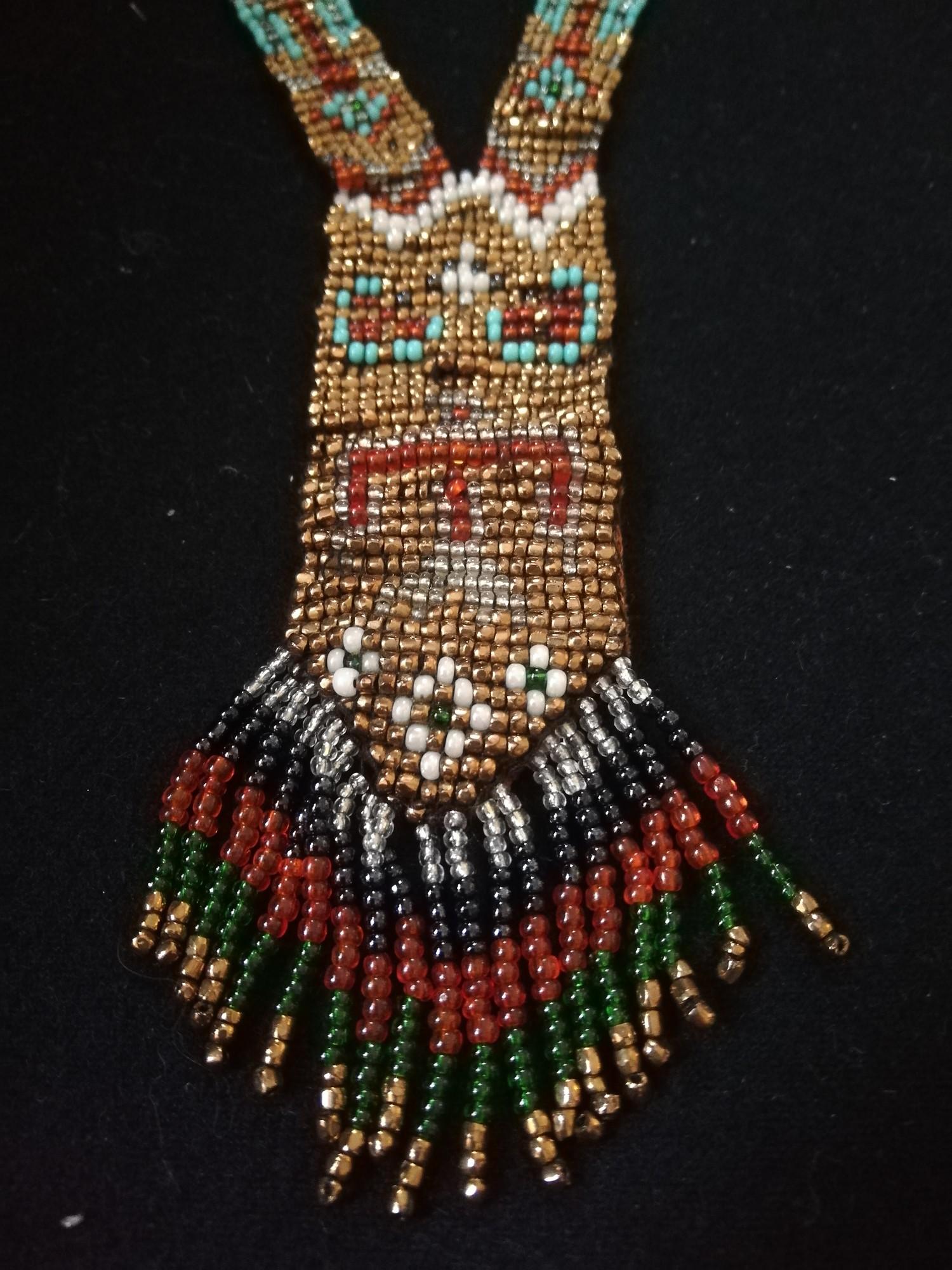 Beadwork necklace with velvet backings -length 17" - Image 2 of 3
