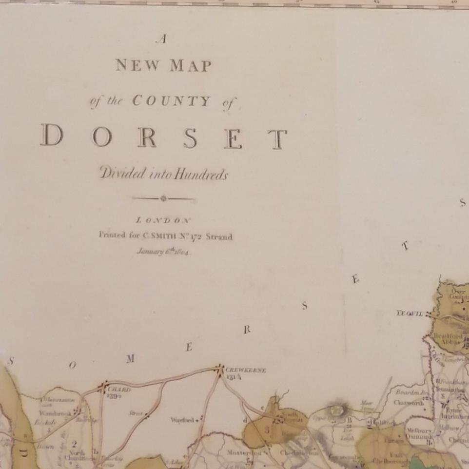 Framed 'old' 'hand tinted' New map of Dorset - 22½" x 20" - Image 2 of 2