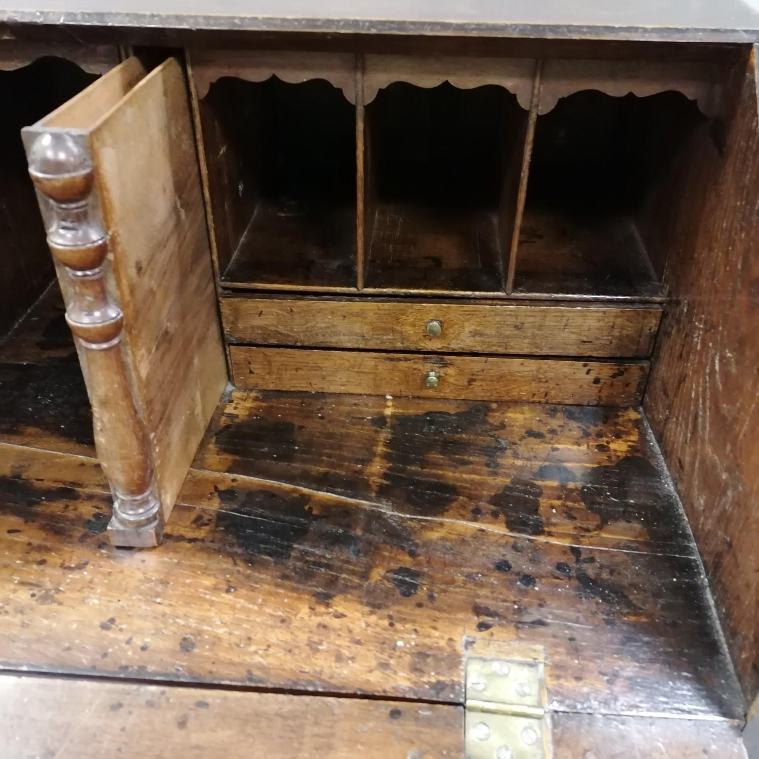 19thC oak bureau - Image 6 of 6