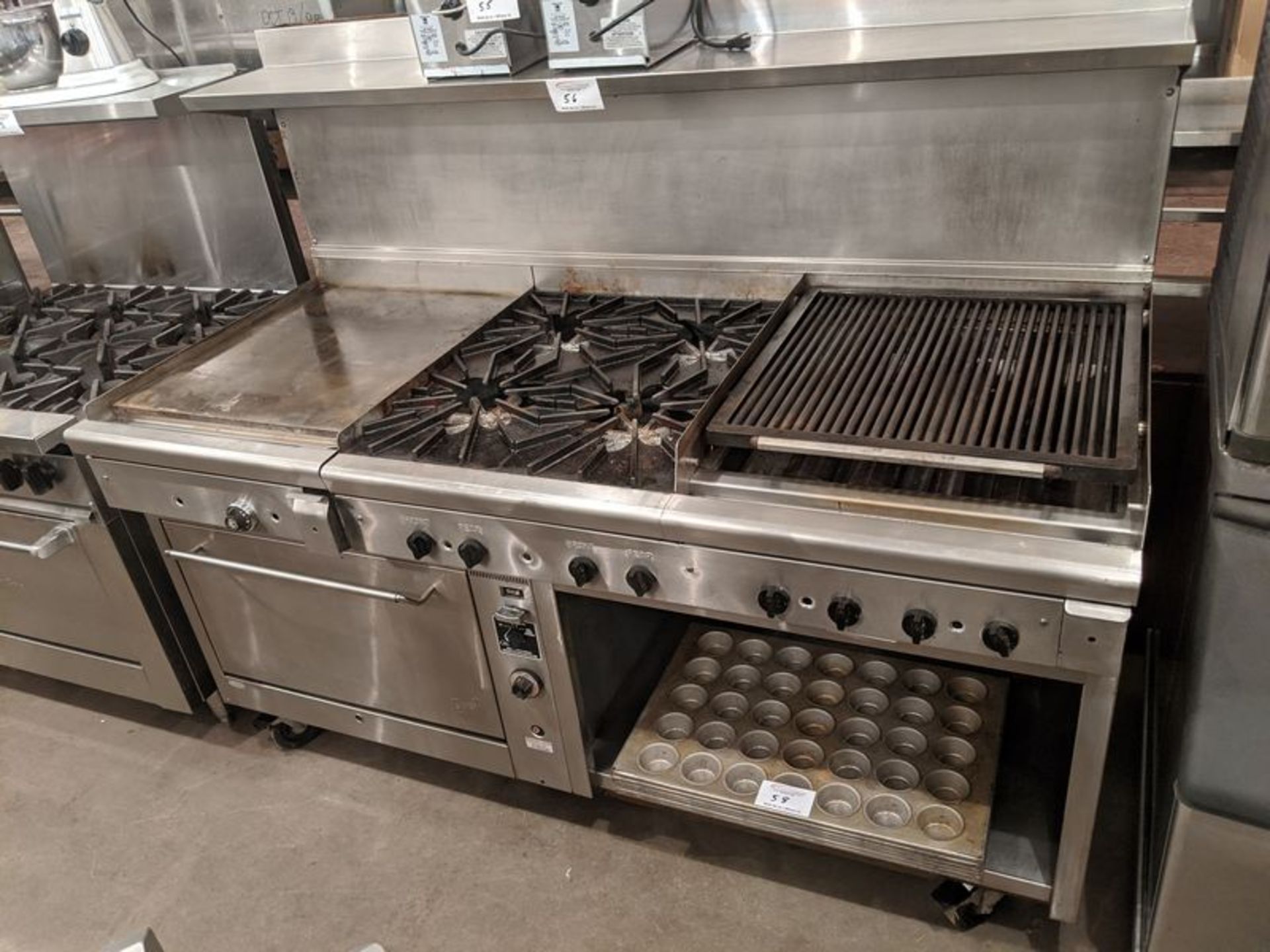 Quest 6ft Gas Range with 24" Char, 24" Griddle, 4 Burners and Convection Oven