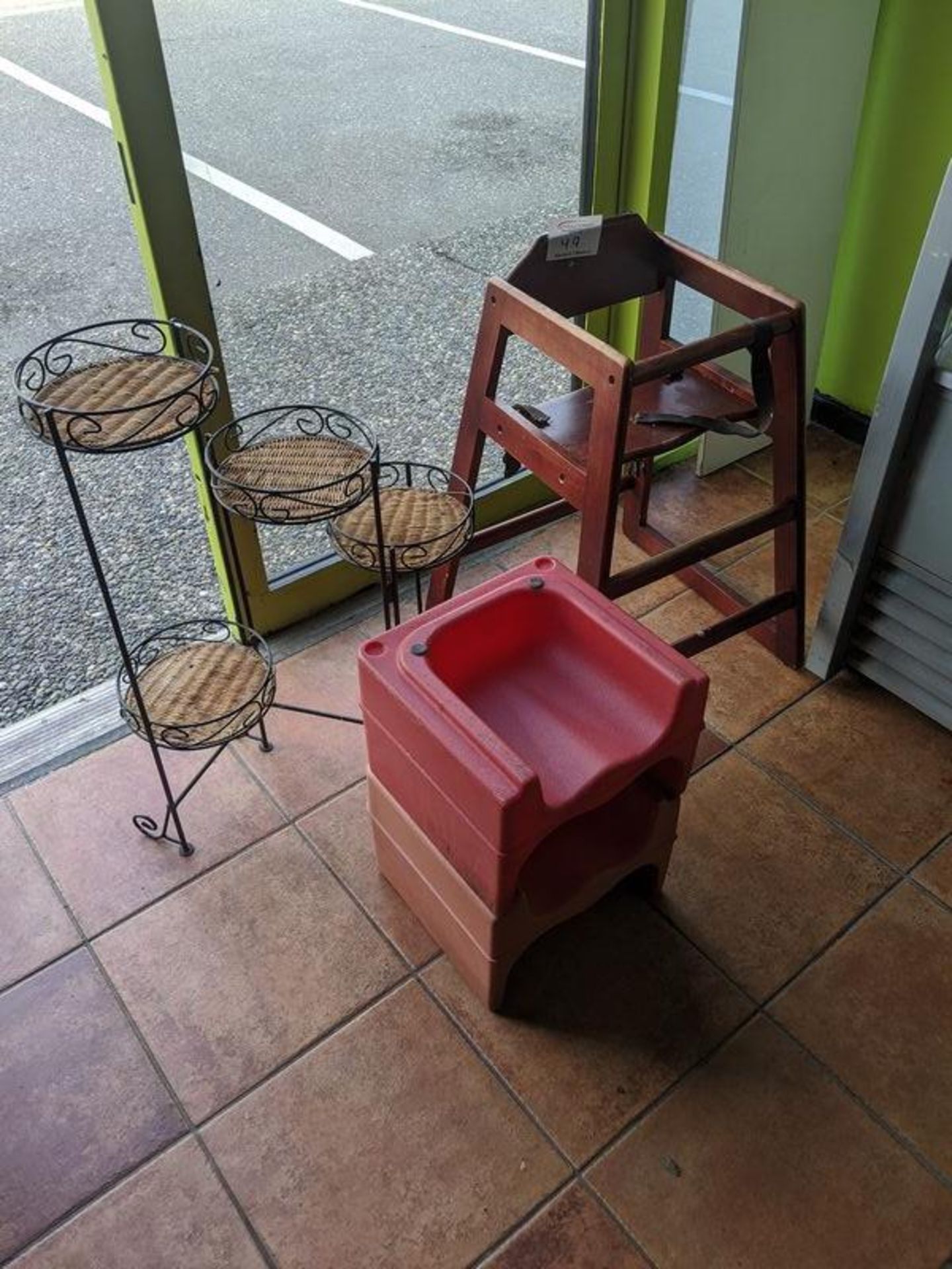 High Chair, 2 Booster Seats and Plant Stand