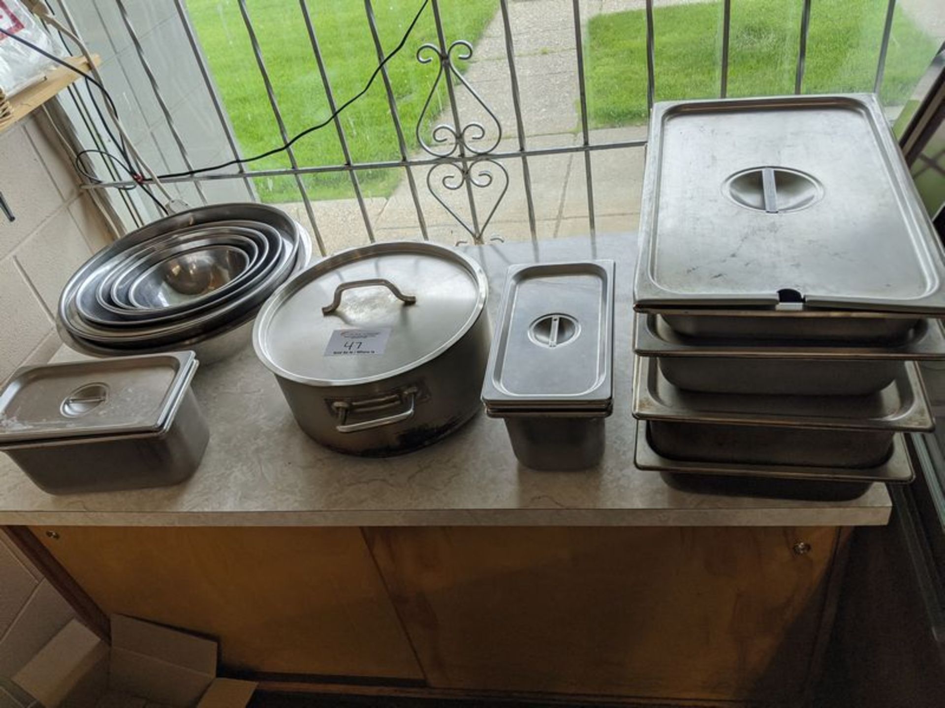 Table Lot of Stainless Steel Inserts, Bowls, ETC