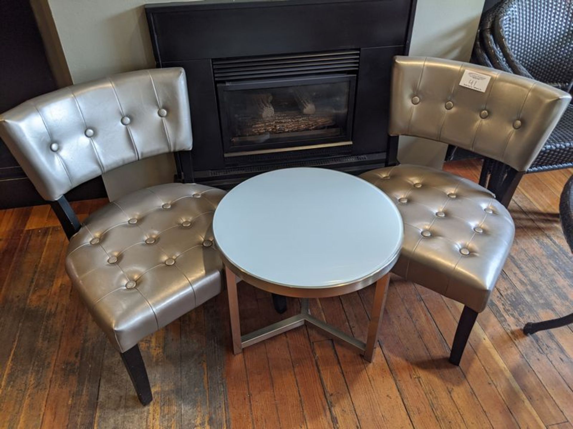 2 Lounge Chairs with Glass Coffee Table