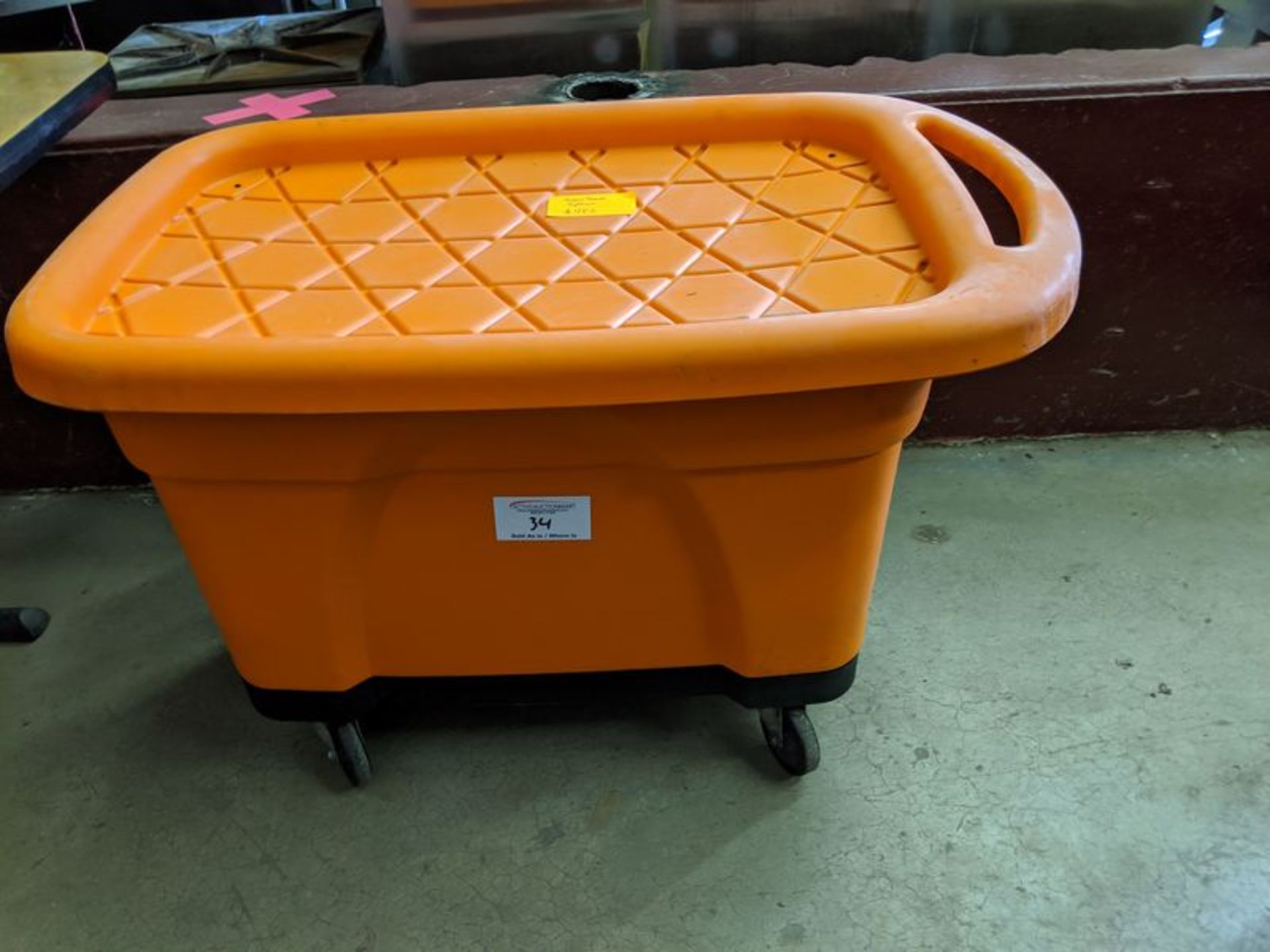 Orange Wash Bin on Casters