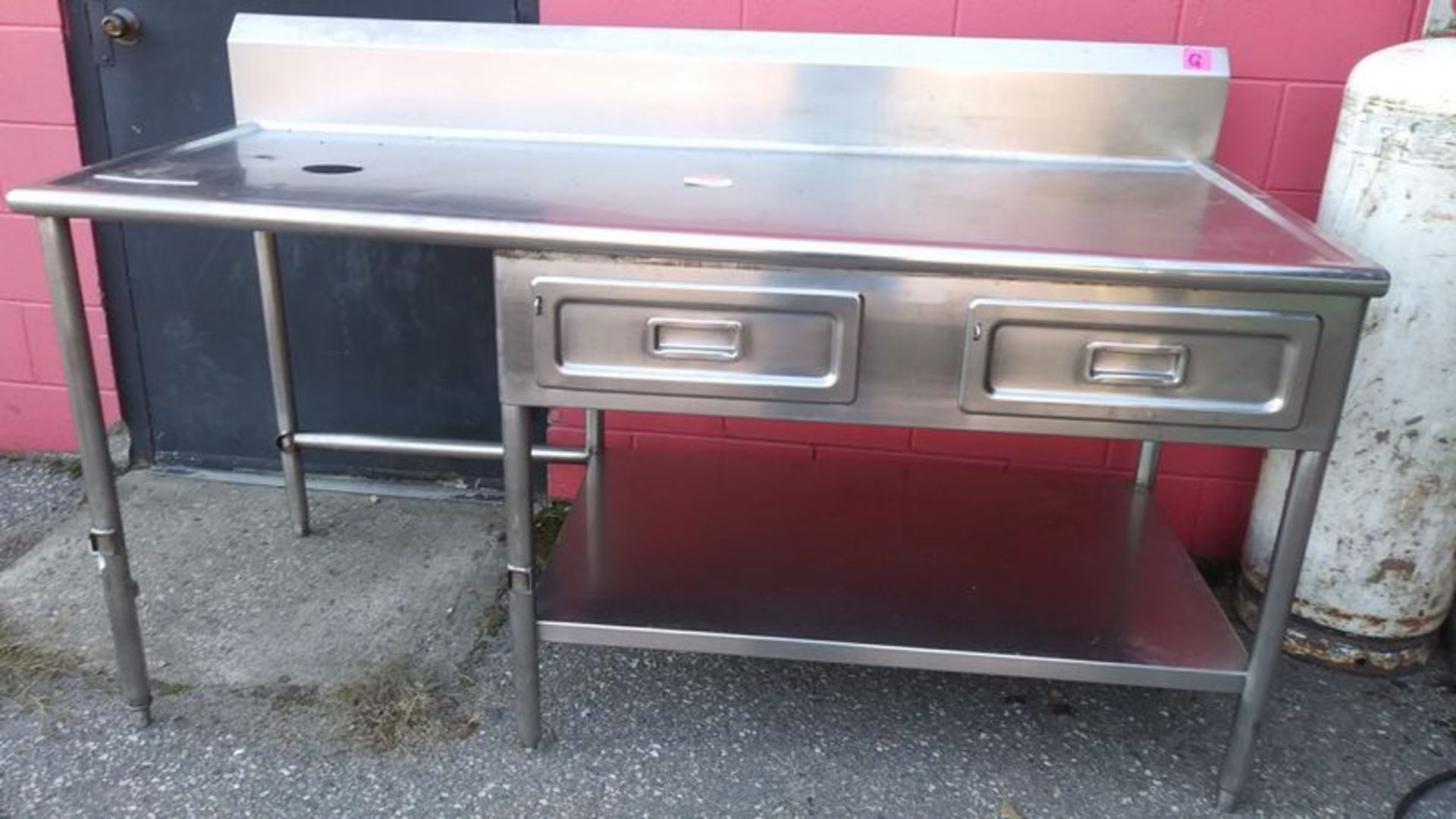 Approx. 6 ft Stainless Steel Table with Spray Attachment and 2 Drawers