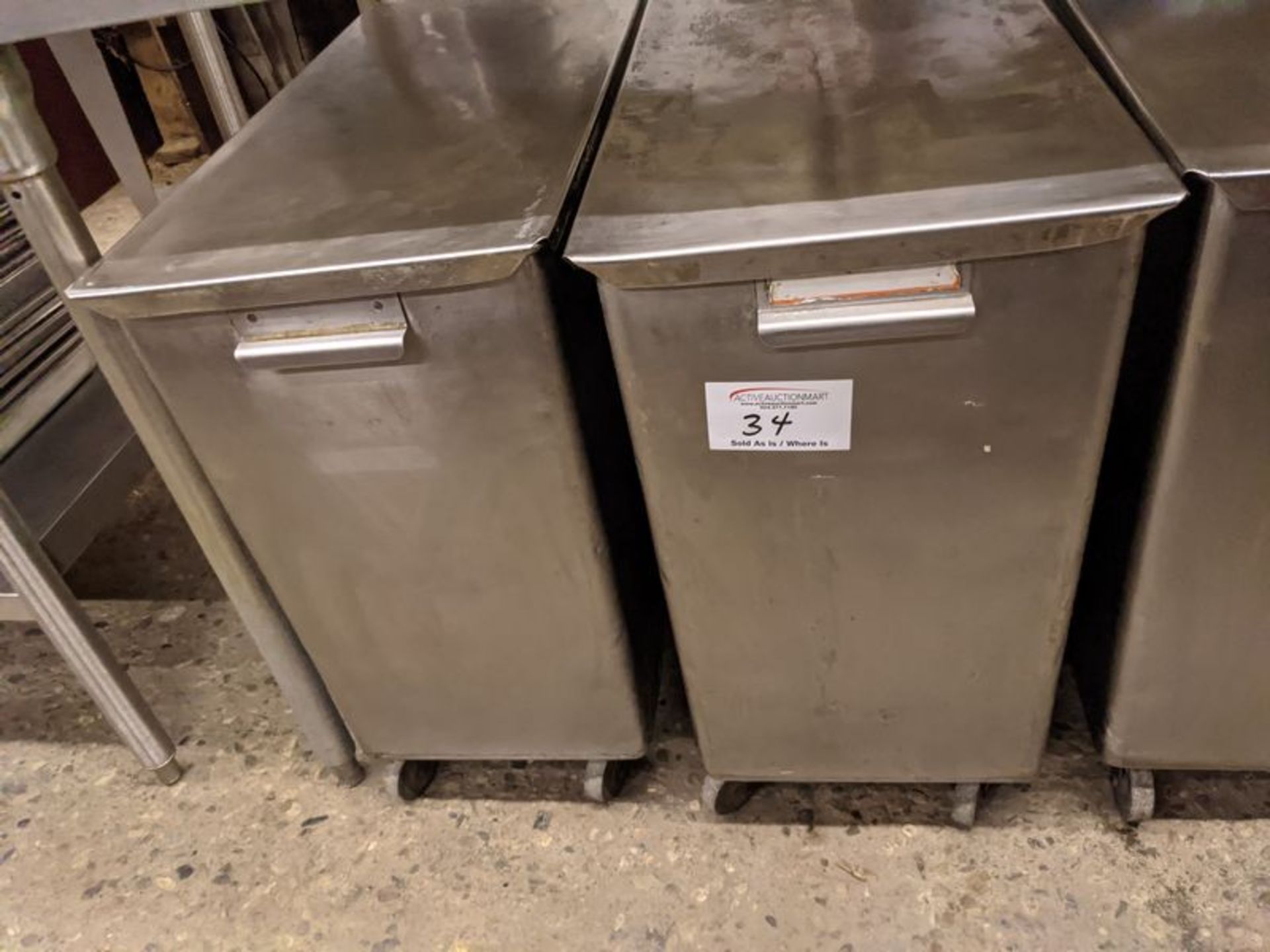 2 Belshaw Stainless Steel Ingredient Bins on Casters. Price Each times 2