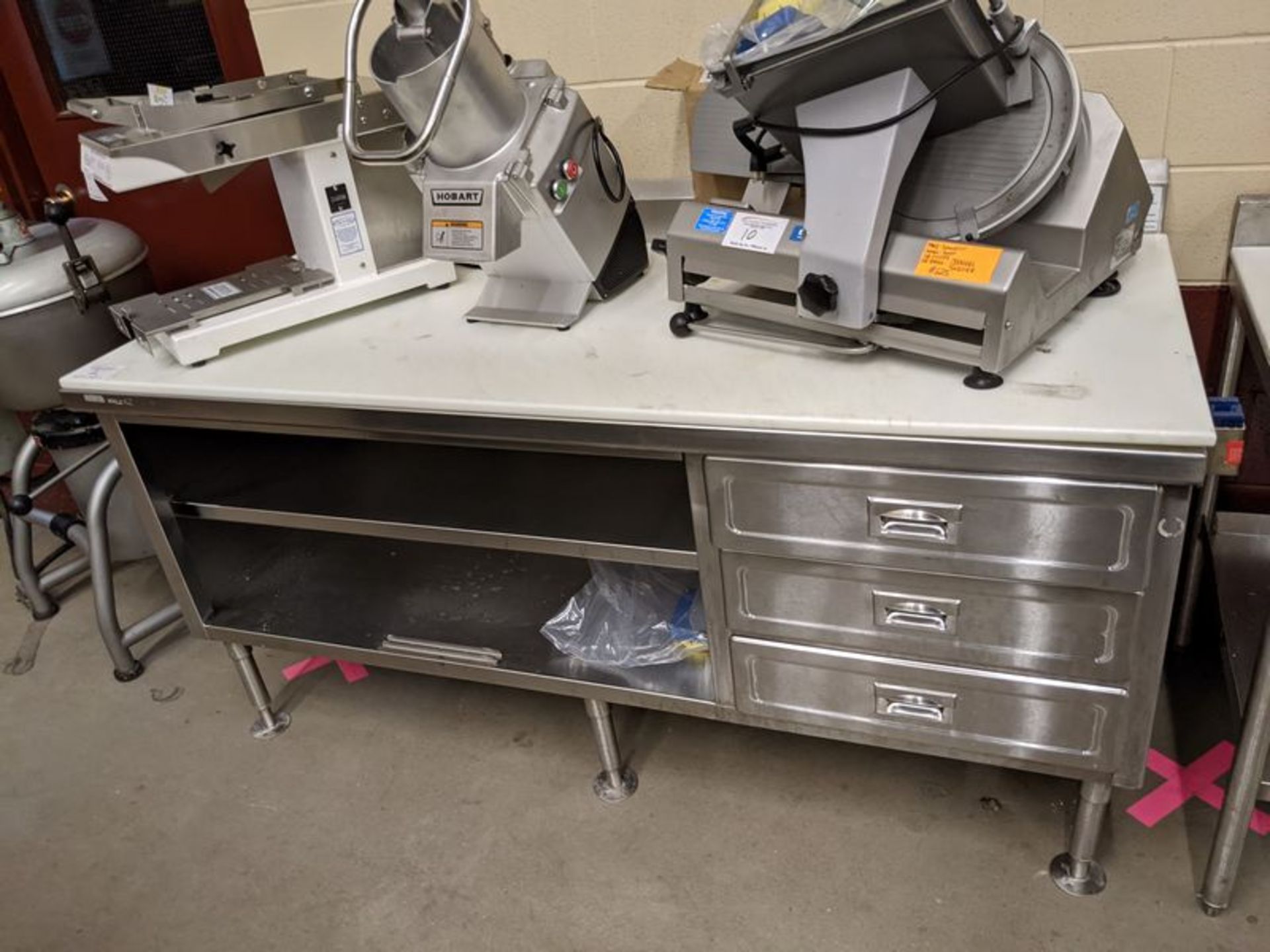 Custom 6ft Stainless Steel Work Table with Drawers and Cutting Top