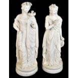 A pair of late 19th century Parian figures, each depicting a classical woman, height 37.5cm (one