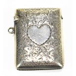 JOSEPH GLOSTER LTD; an Edward VII hallmarked silver vesta case with foliate engraving and heart