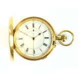 An 18ct yellow gold full hunter chronograph pocket watch, the circular dial set with Roman numerals,