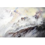 TILOTTAMA BASU (Indian, born 1916); oil on canvas, Himalayan mountainscape, signed lower left, 60