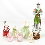 ROYAL DOULTON; five figures including HN1992 'Christmas Morn' and HN2193 'Fair Lady' (two