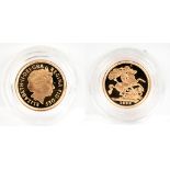 An Elizabeth II proof half sovereign, 1998, encapsulated and cased with certificate, no.475.
