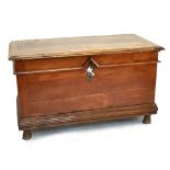A large 19th century French walnut blanket chest with hinged lid and band of moulded detail, width