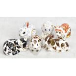 ROYAL CROWN DERBY; a group of six Collectors' Guild paperweights, all with gold stoppers; bunny,