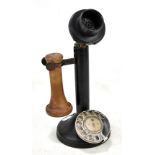 An early 20th century Tele 150 telephone, the adjustable mouthpiece stamped T.E. 234 NO. 22, the