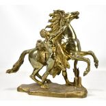 A bronze Marly Horse figure group modelled after the marble original by G. Coustou, approx 38 x