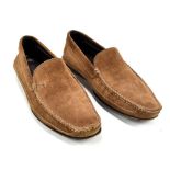 FENDI; a pair of gentleman's tan suede leather moccasins, size 7.